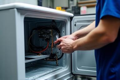 Appareil électroménager ouvert lors d’une intervention